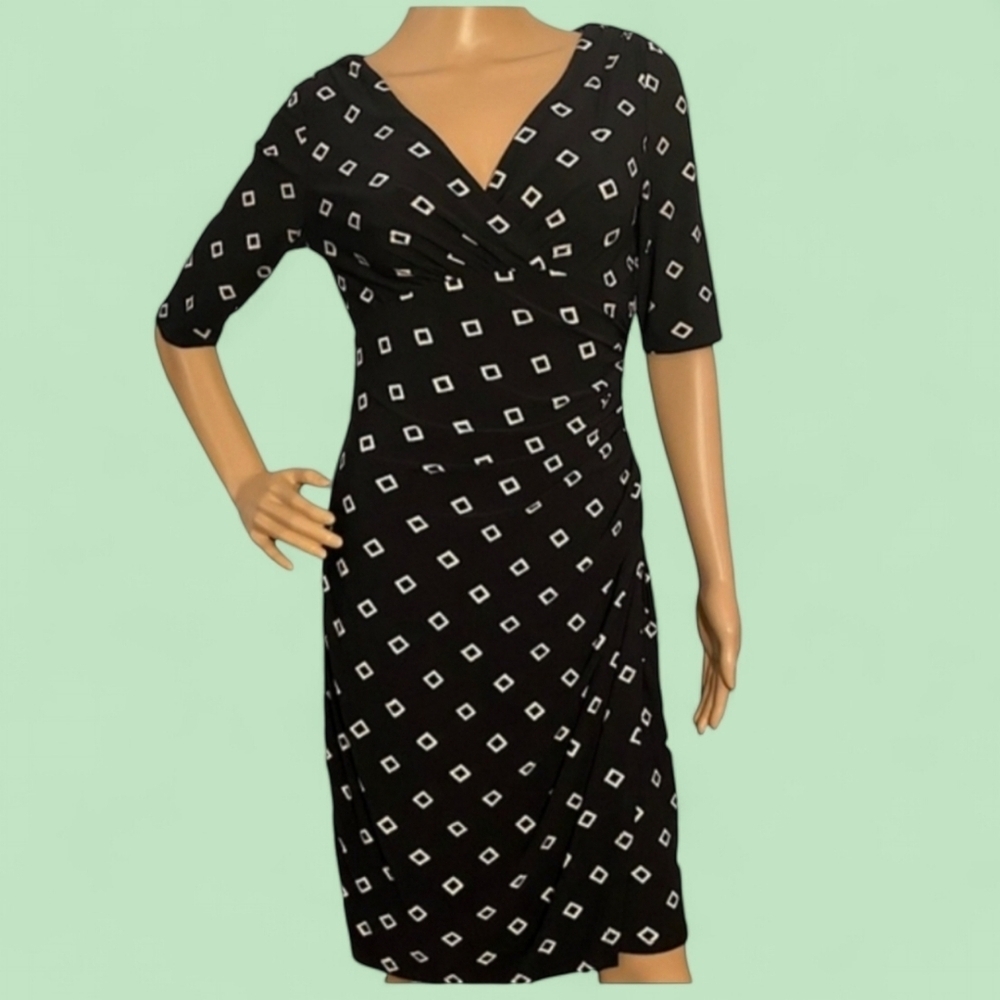 Lauren Ralph Lauren faux wrap 3/4 sleeve dress Size 4